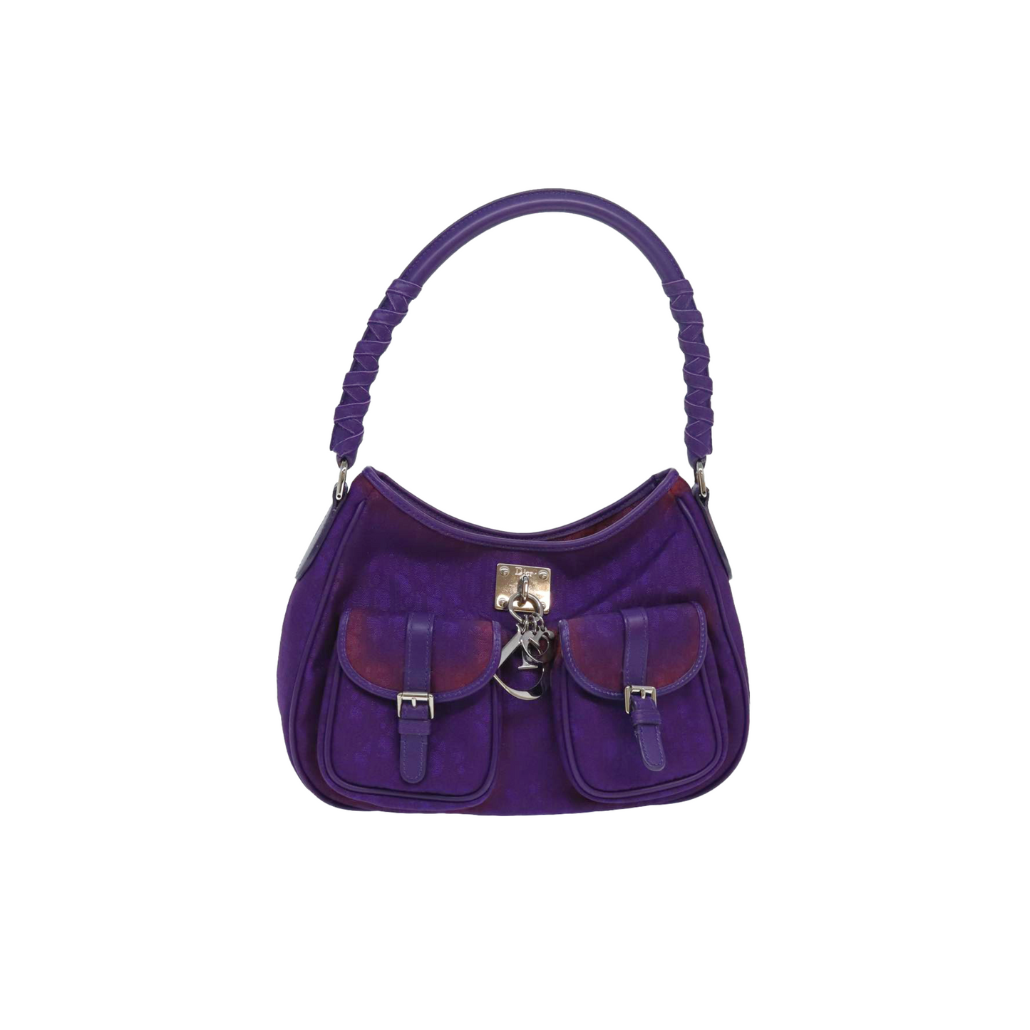 Christian Dior Purple Trotter Canvas Shoulder Bag