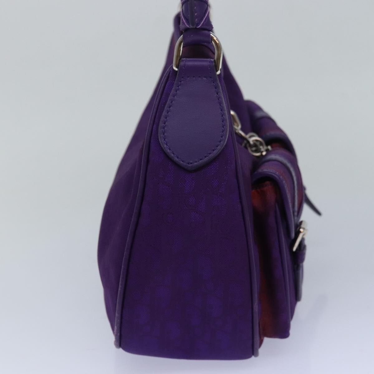 Christian Dior Purple Trotter Canvas Shoulder Bag